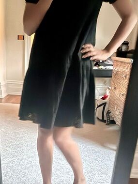 B+ab Black Short Sleeve Dress - broderie anglaise smock dress